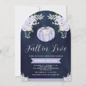 パンプキンラベンダーバラアーチネイビーブライダルシャワー 招待状 (正面)