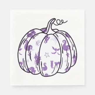 パンプキンランチョンマットに可愛い紫色のハロウィンアイコン スタンダードランチョンナプキン