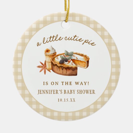 パンプキンリトルかわいこちゃんパイ赤ちゃんシャワーのお願い セラミックオーナメント (正面)