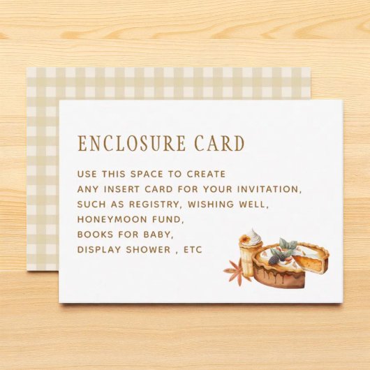 パンプキンリトルかわいこちゃんパイ赤ちゃんシャワーカスタム エンクロージャーカード