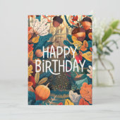 パンプキンリトルコージーオータム秋ハッピーバースデー カード (スタンド正面)