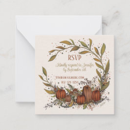 パンプキンリース結婚インスピリティーズ秋rsvp ノートカード