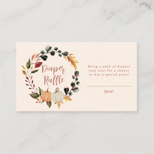 パンプキンリース ベビーシャワー おむつラッフル エンクロージャーカード (正面)