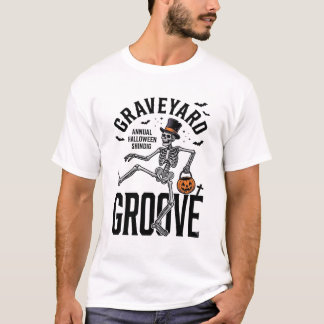 パンプキンレトロハロウィン ダンシングスケルトンTシャツ Tシャツ