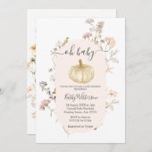 パンプキンワイルドフラワーウォーターカラーベビーショー招待状 招待状 (正面/裏面)