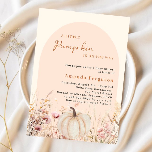 パンプキンワイルドフラワーピンクのアーチ予算ベビーシャワー (クリエイターアップロード済み)