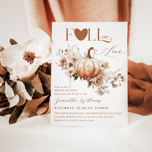 パンプキンワイルドフラワーボホシック秋ブライダルシャワー 招待状
