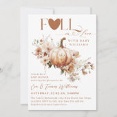 パンプキンワイルドフラワーボホシック秋ベビーシャワー 招待状 (正面)