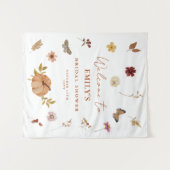 パンプキンワイルドフラワーボホブライダルシャワーウェルカムサイン タペストリー (正面(横))