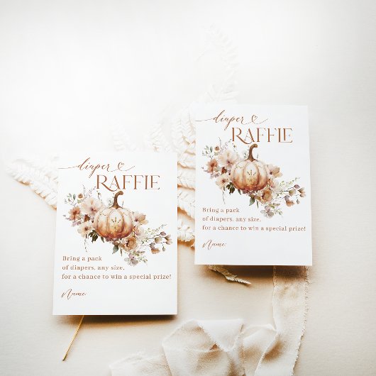 パンプキンワイルドフラワーボホ秋ベビーシャワーオムツ エンクロージャーカード