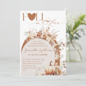 パンプキンワイルドフラワーボホ秋写真ブライダルシャワー 招待状 (スタンド正面)