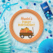 パンプキンワゴン秋誕生日パーティー ペーパープレート (パーティー)