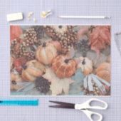 パンプキンヴィンテージアンティークオレンジグレー秋アート 薄葉紙 (クラフト)