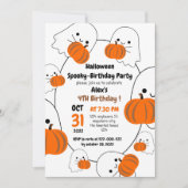 パンプキン不気味キッズのハロウィーン誕生日パーティー 招待状 (正面)