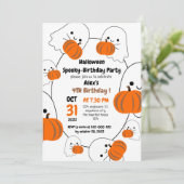 パンプキン不気味キッズのハロウィーン誕生日パーティー 招待状 (スタンド正面)