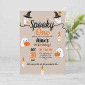 パンプキン不気味キッズのハロウィーン誕生日パーティー 招待状 (スタンド正面)