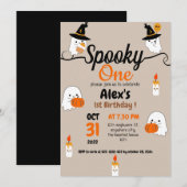 パンプキン不気味キッズのハロウィーン誕生日パーティー 招待状 (正面/裏面)