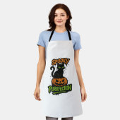 パンプキン不気味ハルのかわいい黒猫 エプロン (着用した状態)