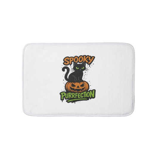 パンプキン不気味ハルのかわいい黒猫 バスマット (正面)