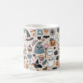 パンプキン付きパステルハロウィンパターン幽霊 コーヒーマグカップ (中央)