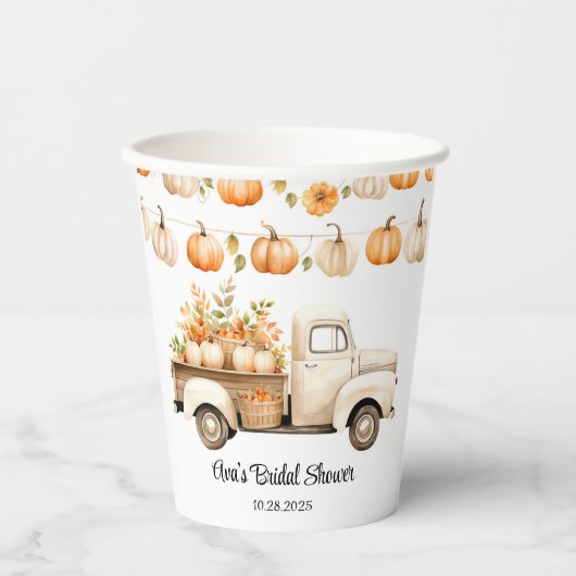 パンプキン付きビンテージツックの花嫁シャワー 紙コップ (正面)