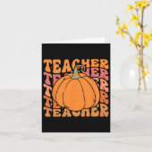 パンプキン先生秋感謝祭新学期 カード (黄色い花)