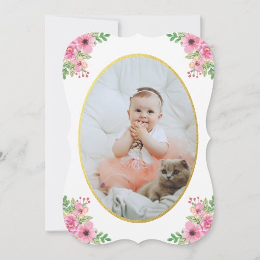 パンプキン初誕生日写真の招待ピンク 招待状 (裏面)