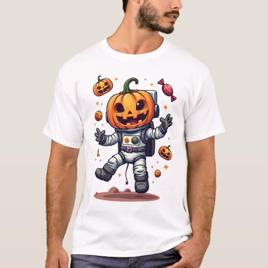 パンプキン宇宙飛行士 スプーキー宇宙探検Tシャツ Tシャツ (正面)