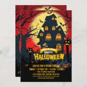 パンプキン幽霊のよく出るハウススプックタキュラハローウィンパーティ 招待状 (正面/裏面)
