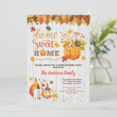 パンプキン引っ越し祝いパーティーパーティーラスティックウッド秋 招待状 (スタンド正面)