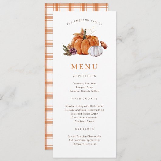 パンプキン感謝祭 メニュー (正面/裏面)
