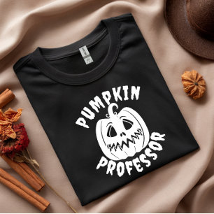 パンプキン教授ホワイトタイポグラフィ Tシャツ