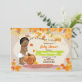 パンプキン男の赤ちゃんシャワー田舎ヴィンテージ秋 招待状 (スタンド正面)