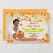 パンプキン男の赤ちゃんシャワー田舎ヴィンテージ秋 招待状 (正面/裏面)