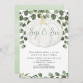 パンプキン男女兼用の赤ちゃんシャワーを飲んで見る 招待状 (正面/裏面)