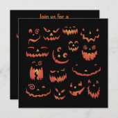 パンプキン白熱［赤熱］光を放つハローウィンパーティ招待状 招待状 (正面/裏面)