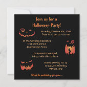 パンプキン白熱［赤熱］光を放つハローウィンパーティ招待状 招待状 (裏面)