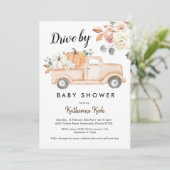 パンプキン秋のドライブバイ ベビーシャワー招待状 招待状 (スタンド正面)