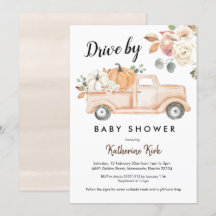 パンプキン秋のドライブバイ ベビーシャワー招待状