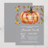 パンプキン秋のベイビーシャワー招待状 グレー 招待状 (正面/裏面)