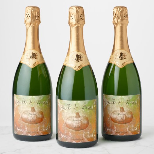 パンプキン秋インラブオータムバーンドオレンジヴィンテージ スパークリングワインラベル (ボトル)