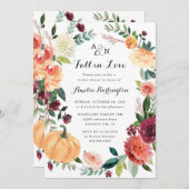 パンプキン秋インラブオータムフローラブライダルシャワー 招待状 (正面/裏面)