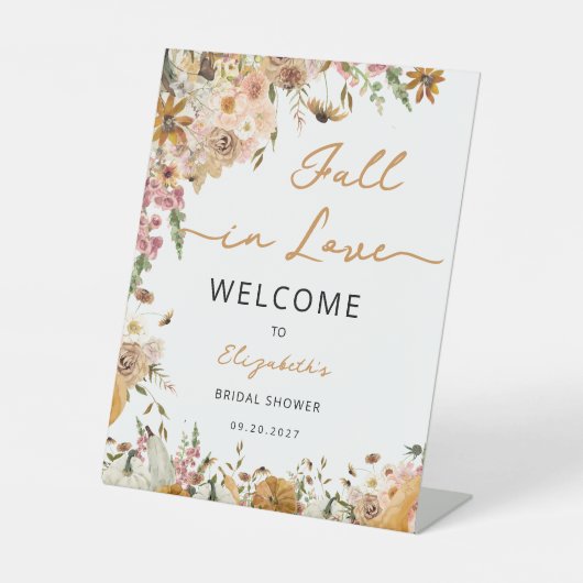 パンプキン秋インラブ秋フローラブライダルシャワー 台座サイン (正面)
