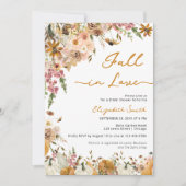 パンプキン秋インラブ秋フローラブライダルシャワー 招待状 (正面)