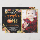 パンプキン秋シャルボードファースト誕生日  招待状 (正面/裏面)