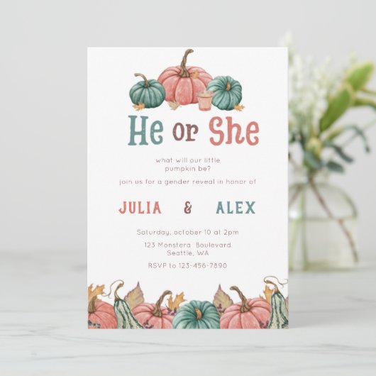 パンプキン秋ジェンダーリビールパーティの招待状 招待状 (スタンド正面)