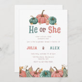 パンプキン秋ジェンダーリビールパーティの招待状 招待状 (正面/裏面)