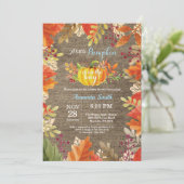 パンプキン秋バーラップボーイベビーシャワー招待状 招待状 (スタンド正面)