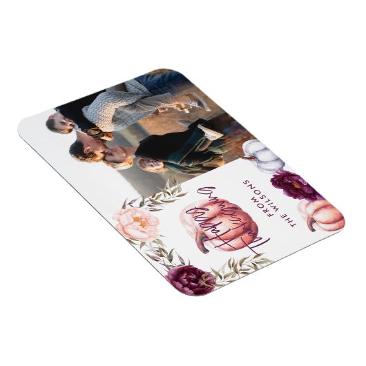 パンプキン秋パープルサンクスギビング家族の写真 マグネット (右側)