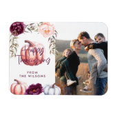 パンプキン秋パープルサンクスギビング家族の写真 マグネット (横)